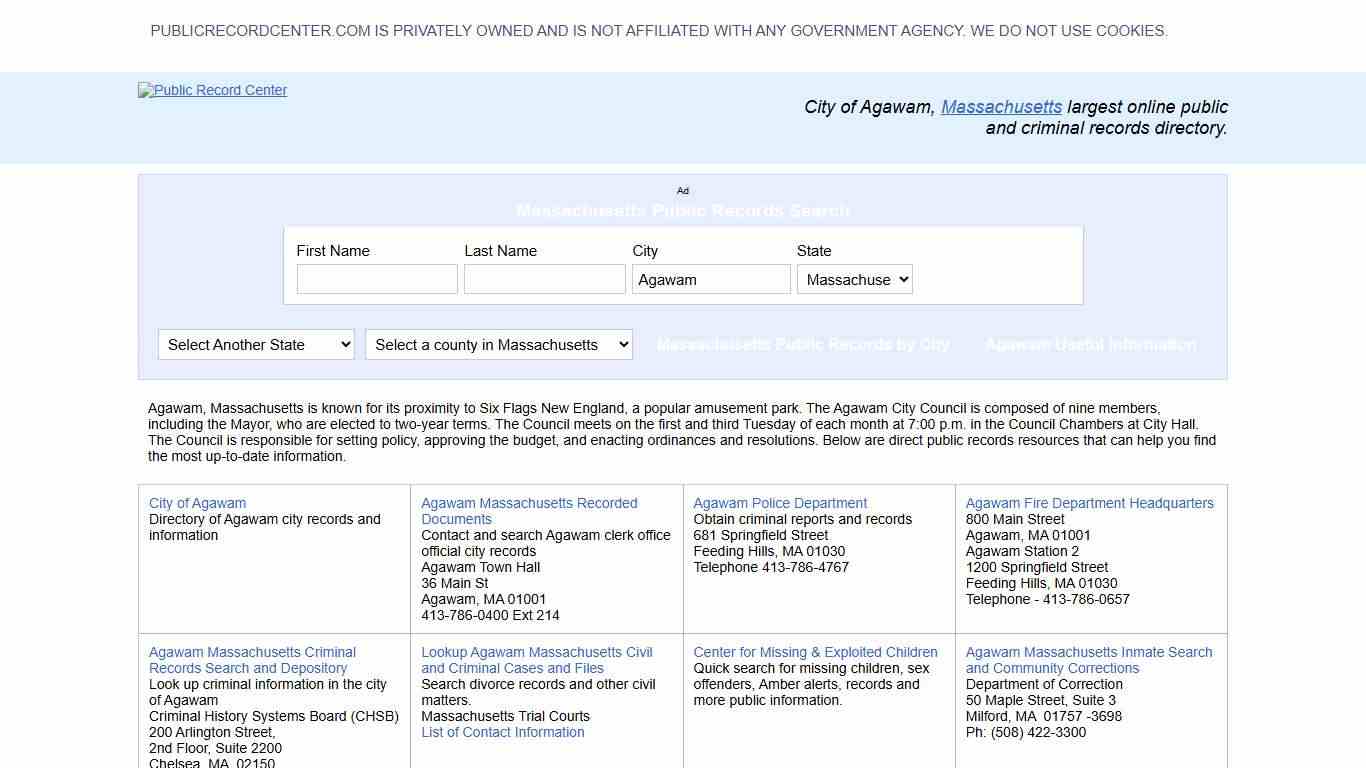 Agawam Massachusetts Public Records and Criminal Background Check
